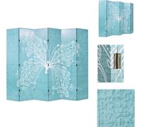 vidaXL Panel divisor de ambientes plegable, 228 x 170 cm, diseño de mariposa, color azul - Panel divisor de ambientes