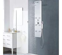 vidaXL Panel de ducha acero inoxidable y cristal blanco 25x44,6x130 cm