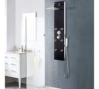 vidaXL Panel Ducha Acero Inoxidable y Cristal 25x44,6x130 cm Negro