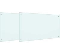 vidaXL Panel protector para cocina, 2 unidades, blanco, 100 x 60 cm, vidrio templado