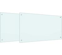 vidaXL Panel protector para cocina, 2 unidades, blanco, 90 x 50 cm, vidrio templado