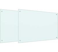 vidaXL Panel protector para cocina, 2 unidades, blanco, 90 x 60 cm, vidrio templado