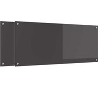 vidaXL Panel protector para cocina, 2 unidades, gris oscuro, 120 x 50 cm, vidrio templado