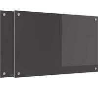 vidaXL Panel protector para cocina, 2 unidades, gris oscuro, 80 x 50 cm, vidrio templado