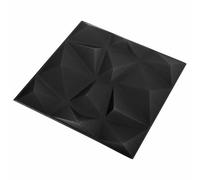 vidaXL Paneles de Pared 24 pcs Negro Diamante 50 x 50 cm Espuma XPS, Decoración de Dormitorio, Paneles Modernos, 3D fácil de Limpiar, diseño de poliestireno para Interiores, ¡hazlo tú Mismo
