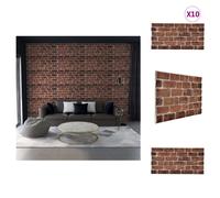 vidaXL Paneles de pared 3D, 10 unidades, aspecto de ladrillo oscuro, material EPS - Revestimiento para paredes