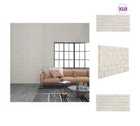 vidaXL Paneles de pared 3D, 10 unidades, color blanco, aspecto de ladrillo, material EPS - Revestimiento para paredes