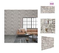 vidaXL Paneles de pared 3D, 10 unidades, color gris, aspecto de ladrillo, material EPS - Revestimiento para paredes