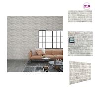 vidaXL Paneles de pared 3D, 10 unidades, color gris claro, diseño de ladrillo, material EPS - Revestimiento para paredes
