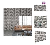 vidaXL Paneles de pared 3D, 10 unidades, color gris oscuro, diseño de ladrillo, material EPS - Revestimiento para paredes