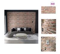 vidaXL Paneles de pared 3D, 10 unidades, color rojo, aspecto de ladrillo, material EPS - Revestimiento para paredes