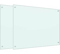 vidaXL Paneles protectores para cocina, 2 unidades, blancos, 80x60 cm, vidrio templado