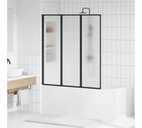 vidaXL Pantalla de ducha plegable Negro y Full Frost 132 x 2 x 140 cm