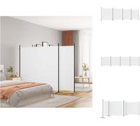vidaXL, pantalla divisoria de 4 paneles, color blanco, 698 x 180 cm, tela