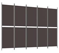vidaXL, pantalla divisoria de 5 paneles, color marrón, 250 x 180 cm, tela