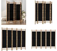 vidaXL, pantalla plegable de 5 paneles, 200 cm, bambú y lona - divisor de ambientes - biombo - separador de espacios - mampara
