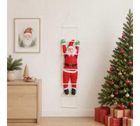 vidaXL Papá Noel colgante en escalera Rojo 30 x 15 x 170 cm Poliéster