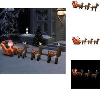 vidaXL Papá Noel inflable con renos y luces LED, 490 cm - Iluminación navideña