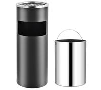 vidaXL Papelera con cenicero 30 L Acero Gris
