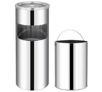 vidaXL Papelera con cenicero 30 L Acero Inoxidable