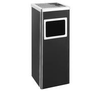vidaXL Papelera con cenicero 36 L Acero Negro