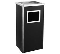 vidaXL Papelera con cenicero 45 L Acero Negro