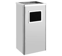 vidaXL Papelera con cenicero Acero inoxidable – Diseño elegante, insertos extraíbles – 45 L