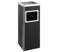 vidaXL Papelera con cenicero — Acero, 36 L, Negro, insertos extraíbles