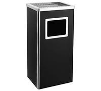 vidaXL Papelera con cenicero de acero 45 L - Negra, insertos extraíbles