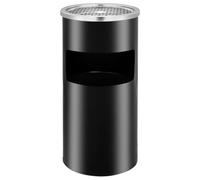 vidaXL Papelera con Cenicero de Pared Sitio Público Cubo Basura Hotel Restaurante Entrada Acero Negro 26 L
