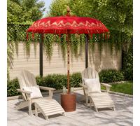 vidaXL Paraguas balinés con base 260 Rojo y Marrón 190 x 190 x 295 cm