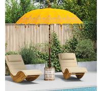 vidaXL Paraguas balinés con base Amarillo 215 x 215 x 260 cm Algodón