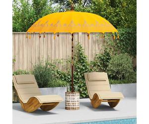 vidaXL Paraguas balinés con base Amarillo 215 x 215 x 260 cm Algodón