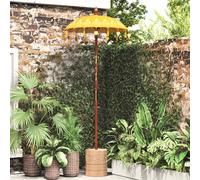 vidaXL Paraguas balinés con base Amarillo 95 x 95 x 260 cm Algodón