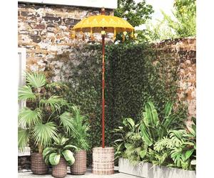 vidaXL Paraguas balinés con base Amarillo 95 x 95 x 260 cm Algodón