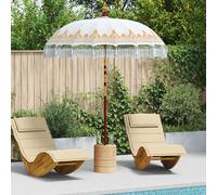 vidaXL Paraguas balinés con base Crema 185 x 185 x 260 cm Algodón