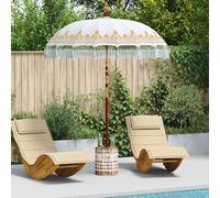 vidaXL Paraguas balinés con base Crema 185 x 185 x 260 cm Algodón