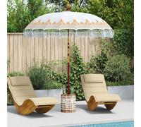 vidaXL Paraguas balinés con base Crema 215 x 215 x 260 cm Algodón