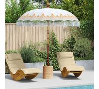 vidaXL Paraguas balinés con base Crema 215 x 215 x 260 cm Algodón