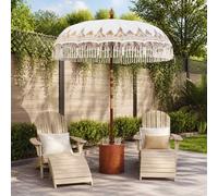 vidaXL Paraguas balinés con base Crema y marrón Ø 180-190 cm