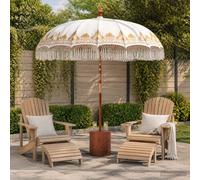 vidaXL Paraguas balinés con base Crema y marrón Ø 210-220 cm