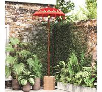 vidaXL Paraguas balinés con base Rojo 95 x 95 x 260 cm Algodón