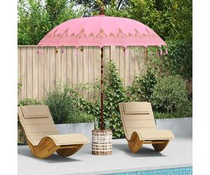 vidaXL Paraguas balinés con base Rosa 215 x 215 x 260 cm Algodón