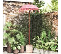 vidaXL Paraguas balinés con base Rosa 95 x 95 x 260 cm Algodón