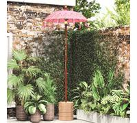 vidaXL Paraguas balinés con base Rosa 95 x 95 x 260 cm Algodón