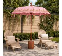 vidaXL Paraguas balinés con base Rosa y Marrón Ø 180-190 cm