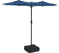 vidaXL Paraguas doble con luces LED, color azul celeste, 316 x 145 cm