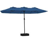 vidaXL Paraguas doble con luces LED, color azul celeste, 449 x 265 cm
