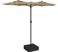 vidaXL Paraguas doble con luces LED, color taupe, 316x145 cm