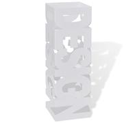 vidaXL Paragüero cuadrado blanco de acero, 48.5 cm, guarda bastones
